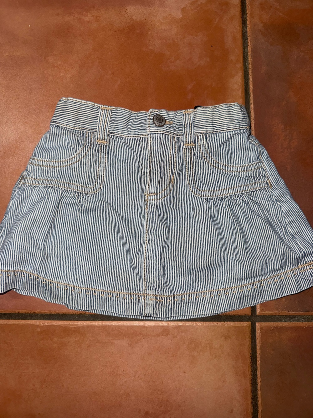Old Navy Girls Blue White‎ Striped Skirt Pockets Cotton 18-24 Months